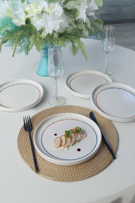 Hermia Juego de 6 Platos para Postres de Cerámica Blanca, 21 cm